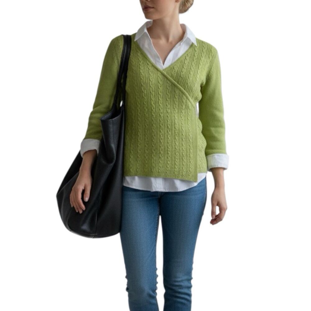 Style & Co Y2K Green Cable Knit Layered Sweater Size XL